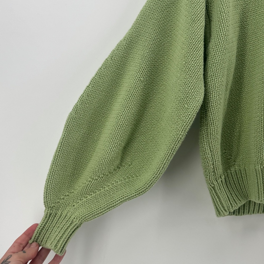 Princess Polly Sage Green Chunky Knit Balloon Sleeve Sweater SM Pullover - Picture 3 of 8
